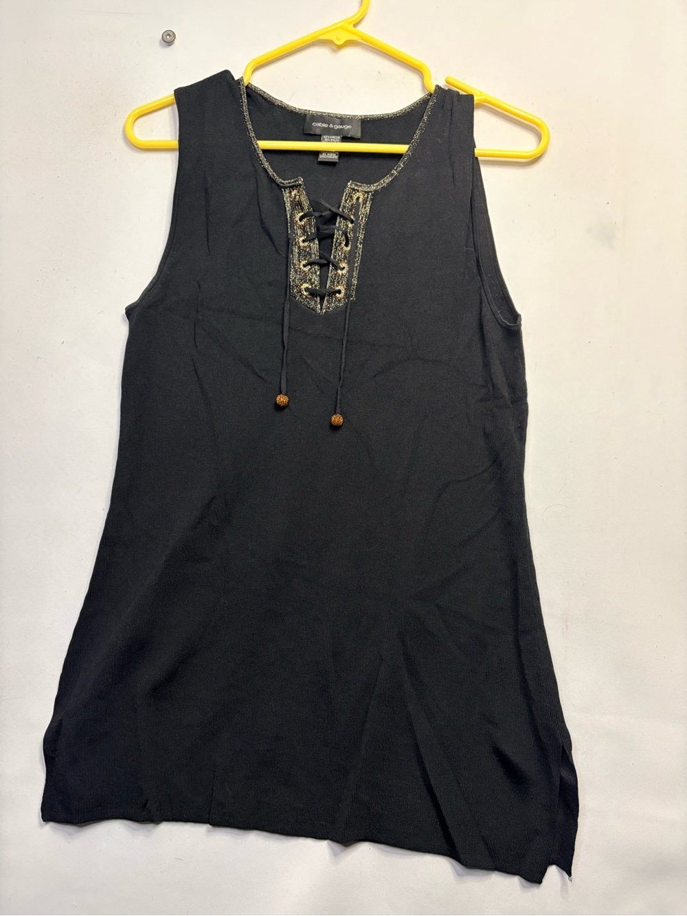 Cable & Gauge Black Lace-Up Tank Top size M